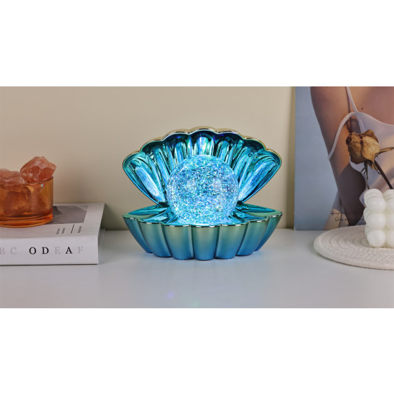 Blue Mint Yellow Metallic - LED Clam wt Glitter