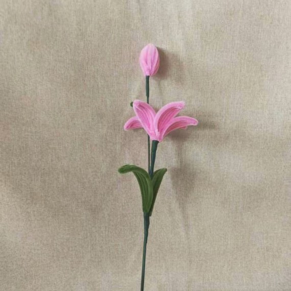 Dark Pink Lily Pipe Cleaner Flower