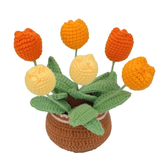 Crochet Tulip with Pot - Sunshine