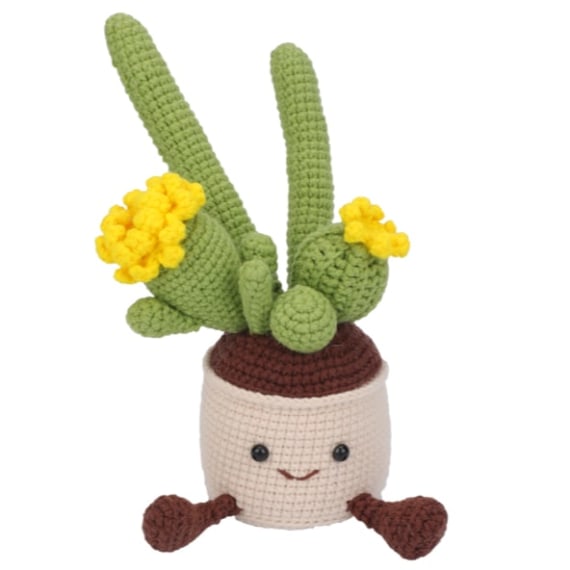 Crochet Yellow Flower Cactus with Pot