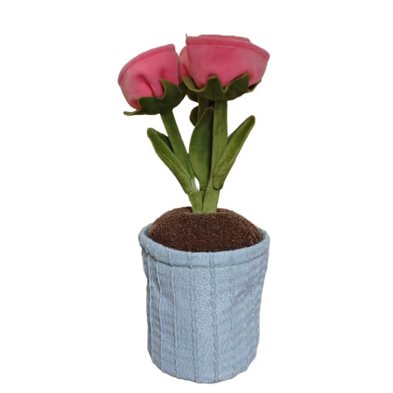 Pink Rose Flower Pot Door Stop