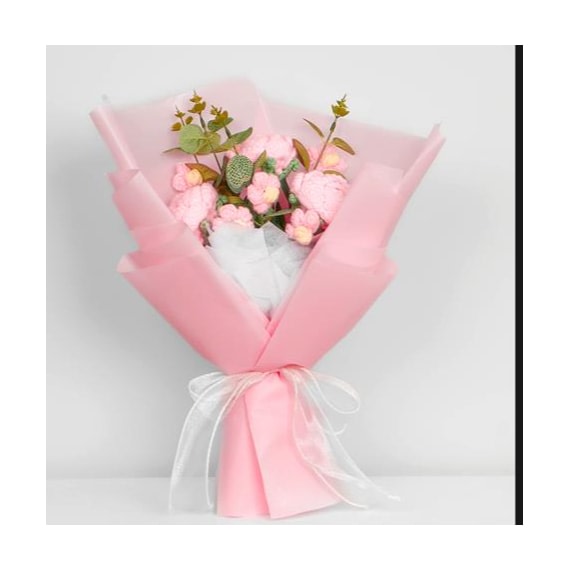 Pink Flowers Crochet Flower Bouquet