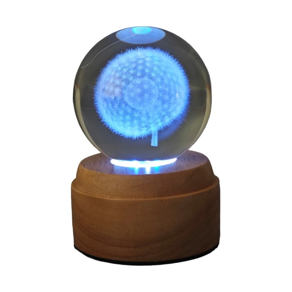 Dandelion Rotating 3D Crystal Globe Light - Wooden