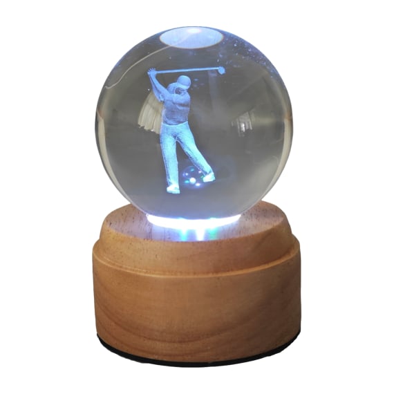 Golf Rotating 3D Crystal Globe Light - Wooden
