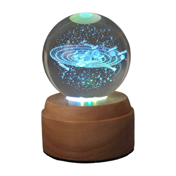 Solar System Rotating 3D Globe Light - Wooden