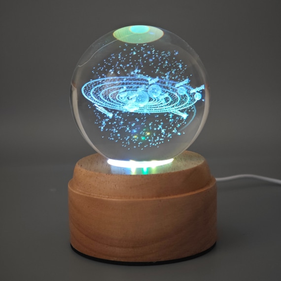 Solar System Rotating 3D Globe Light - Wooden