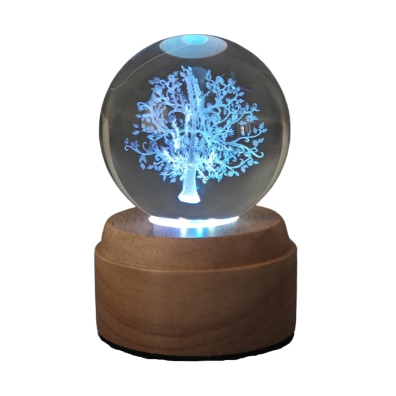 Tree of Life Rotating 3D Globe Light - Wooden