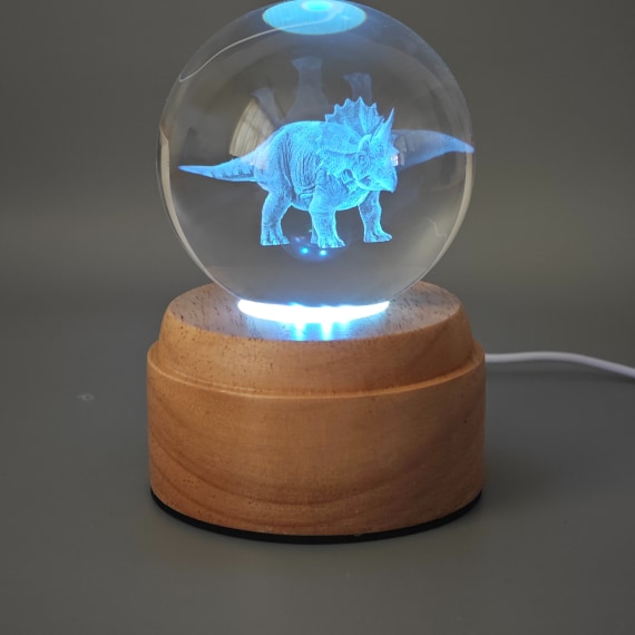  Triceratops Rotating 3D Globe Light - Wooden