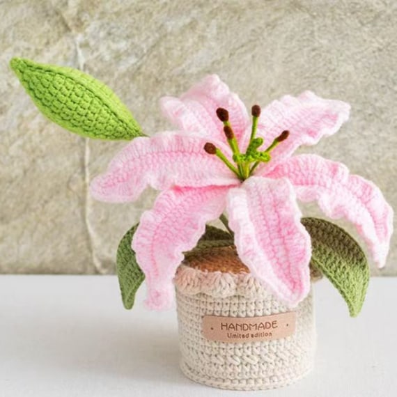 Crochet Lily with Crochet Pot - Pink