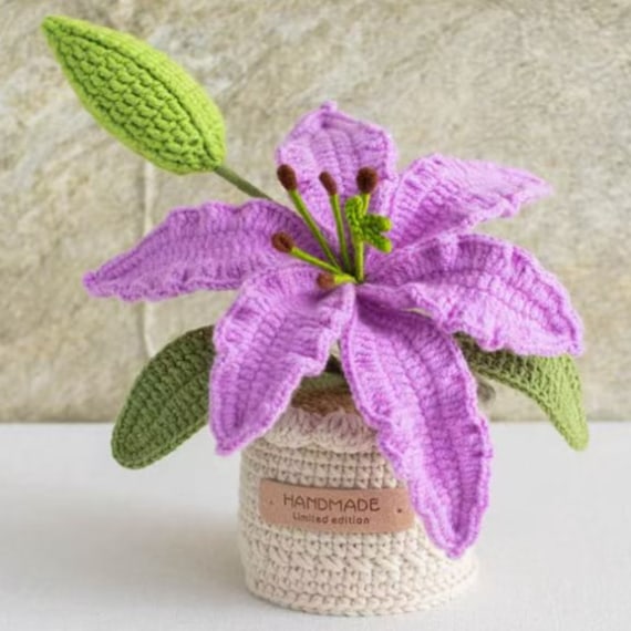 Crochet Lily with Crochet Pot - Purple