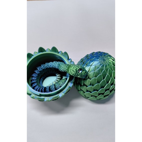 Blue Green 3D Printed Snake in Egg