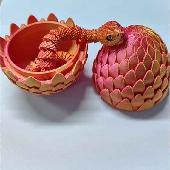 Red Gold 3D Printed Snake in Egg
