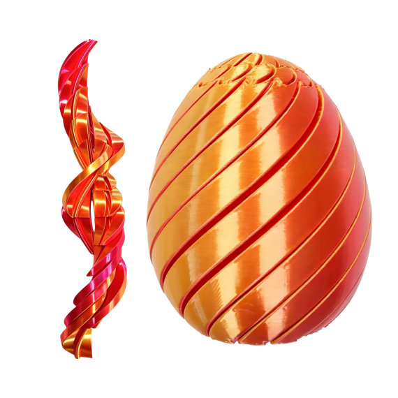 Red Gold 3D Printed Twisty Fidget Egg