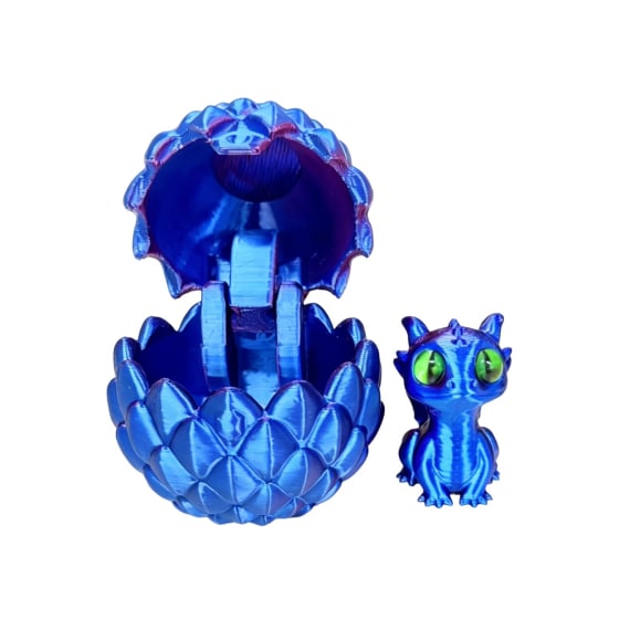 3D Printed Baby Dino in Egg - Purple Blue