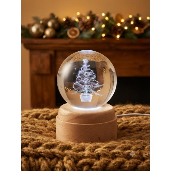 The Magic of Christmas Rotating 3D Crystal Globe L