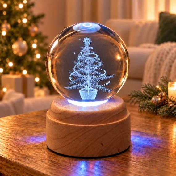 The Magic of Christmas Rotating 3D Crystal Globe L