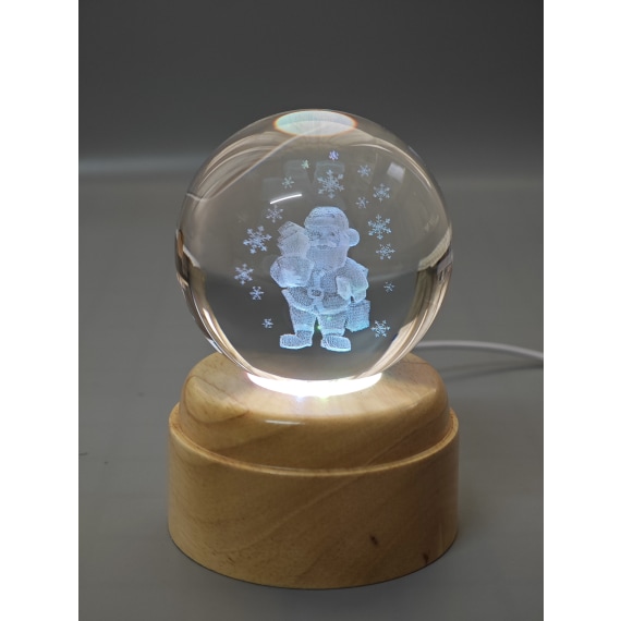 Santa's Snowflakes Rotating 3D Crystal Globe Light