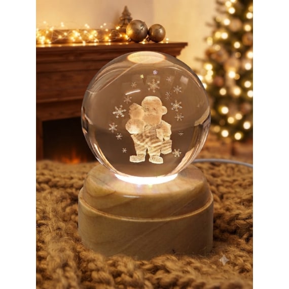 Santa's Snowflakes Rotating 3D Crystal Globe Light