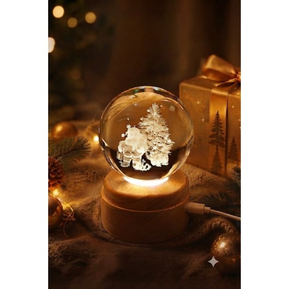 Under the Tree Rotating 3D Crystal Globe Light - W
