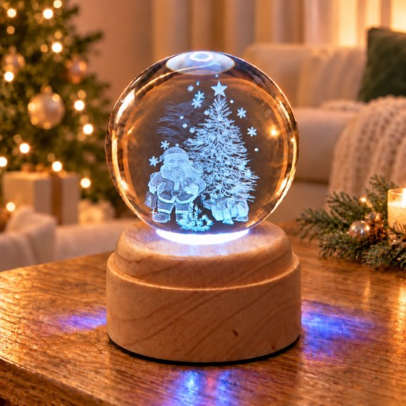 Under the Tree Rotating 3D Crystal Globe Light - W