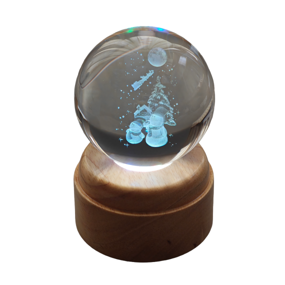 Waiting for Santa Rotating 3D Crystal Globe Light