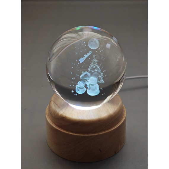 Waiting for Santa Rotating 3D Crystal Globe Light