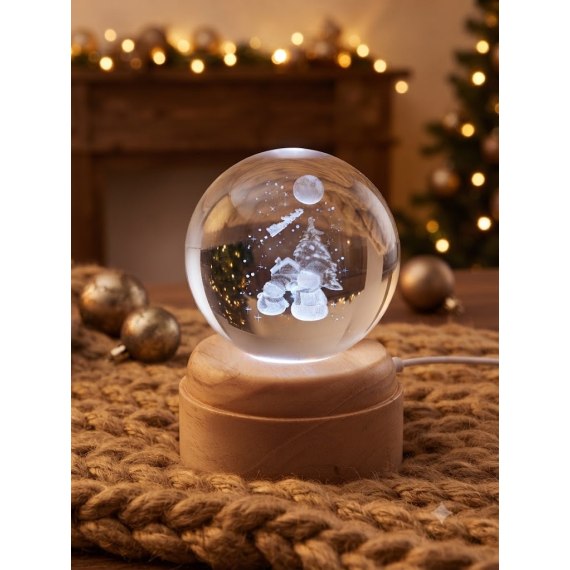 Waiting for Santa Rotating 3D Crystal Globe Light