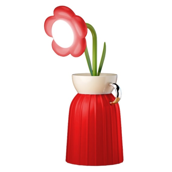Daisy Flower Lamp with Vase - Red