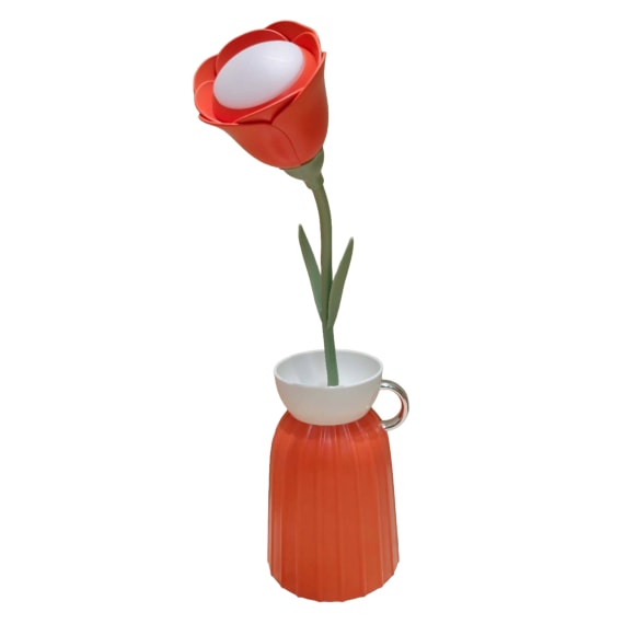 Rose Flower Lamp with Vase - Orange