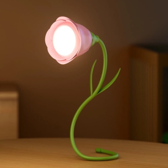 Rose Flower Lamp with Vase - Pink