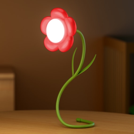 Daisy Flower Stem Lamp - Red