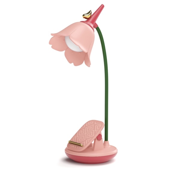 Flower Desk Lamp with Clip - Pink