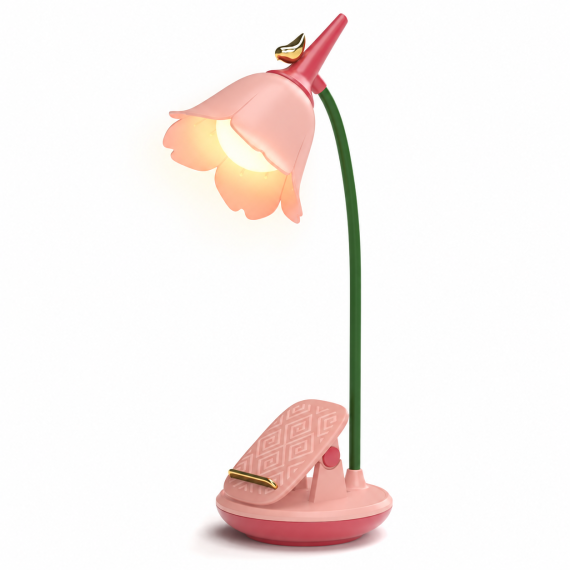 Flower Desk Lamp with Clip - Pink