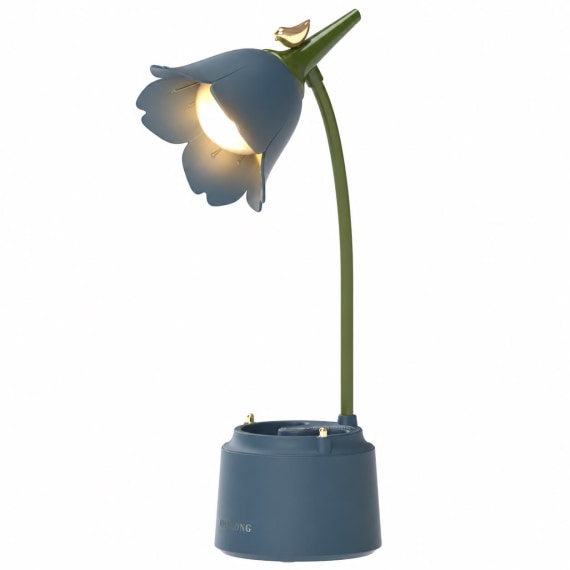 Flower Desk Lamp with Pen Holder - Blue