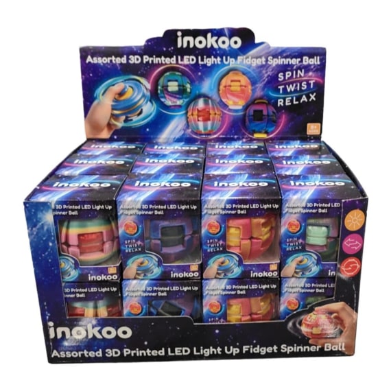 3D Assorted Light Up 24 Fidget Spinner Ball CDU
