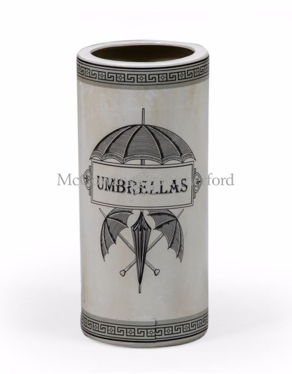 Antiqued White Ceramic Umbrella Stand