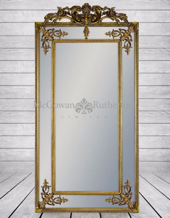 Tall Gold French With Crest Mirror