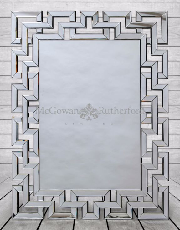 Large Rectangular Grecian Key Venetian Mirror