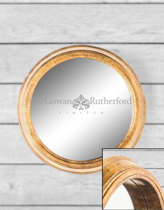 Carton Of 2 Large Gold Round Metal Wall Mirrors