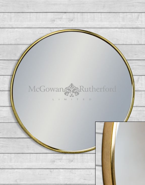 Medium Round Vintage Brass Style Framed Wall Mirror
