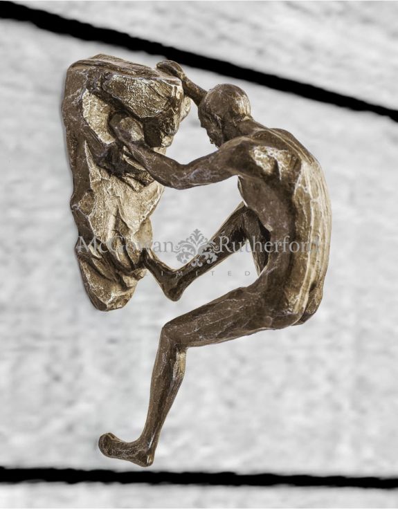 Antique Black Abseiling Wall Art Figure