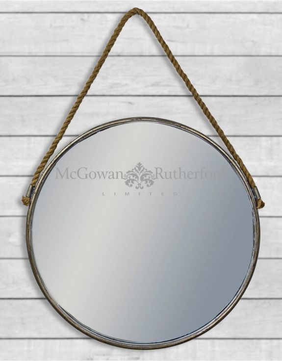 Rustic Metal Large Mirror With Rope
