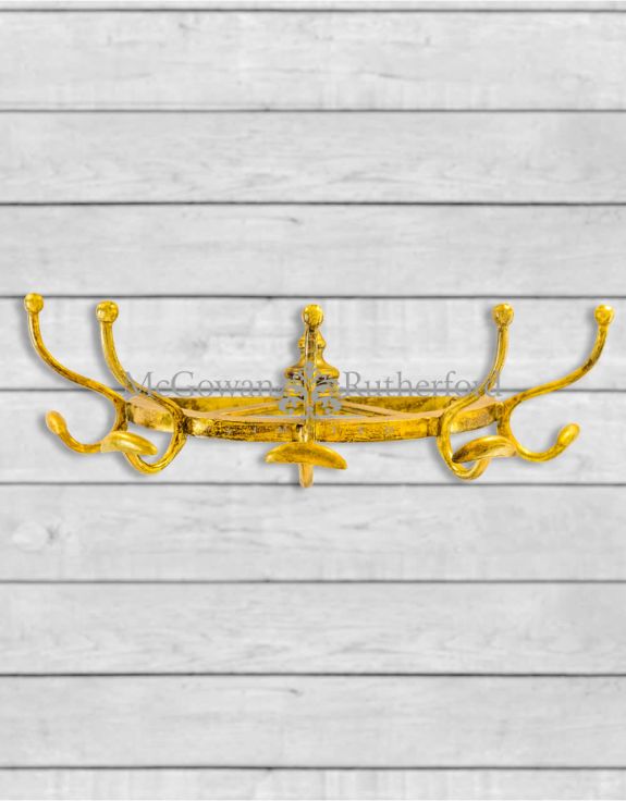 Antique Gold Aluminium Traditional Wall Hung Coat Rack