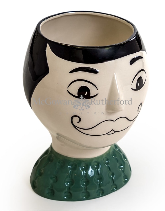 Ceramic Doodle Man's Face Vase Moustache