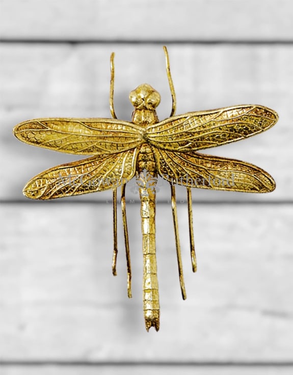 Small Antique Gold Dragonfly Wall Figure