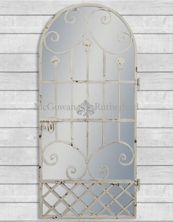 Rustic Chantilly Grey Tall Garden Gate, Garden Gate Mirror Iron