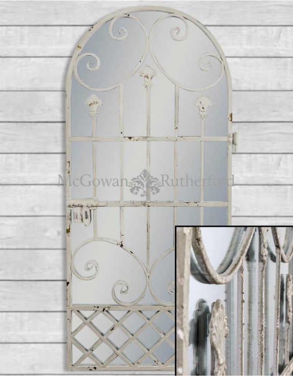 Rustic Chantilly Grey Tall Garden Gate Wall Mirror - Garden Gate Mirror Iron Rustic Chantilly Grey Tall Garden Gate Wall Mirror - Garden Gate Mirror Iron