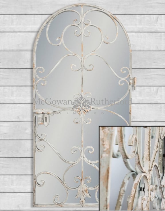 Rustic Chantilly Blue Garden Gate Wall Mirror - Garden Gate Mirror Iron Rustic Chantilly Blue Garden Gate Wall Mirror - Garden Gate Mirror Iron