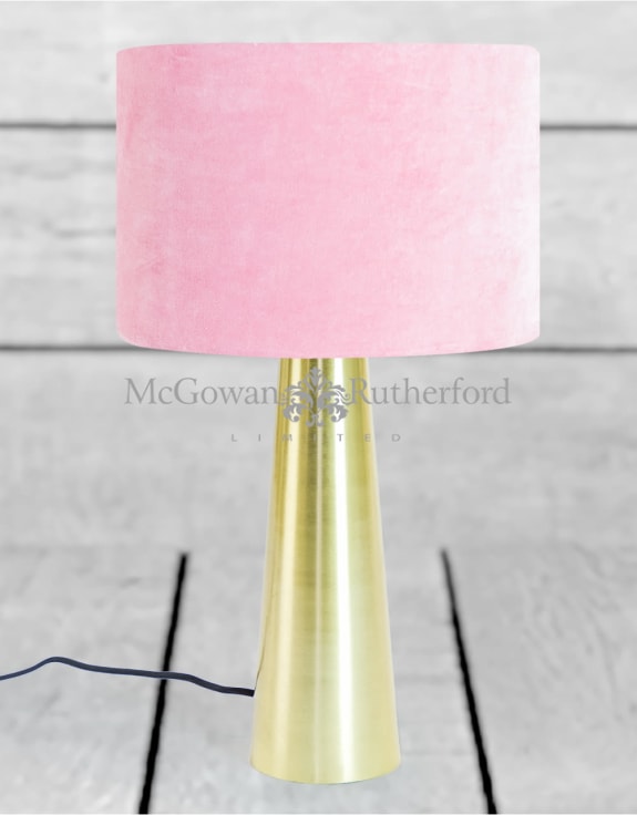 Brass Column Table Lamp With Pink Velvet Shade Brass Column Table Lamp With Pink, Pink Table Lamps Ireland
