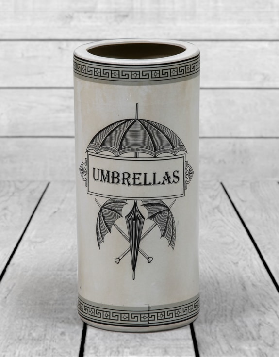 Antiqued White Ceramic Umbrella Stand